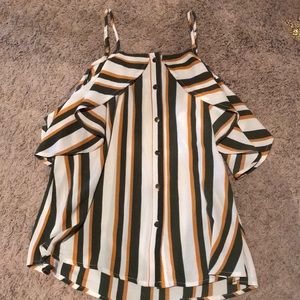 Striped button up tank